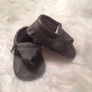 Real leather sandal Moccasins-dark gray